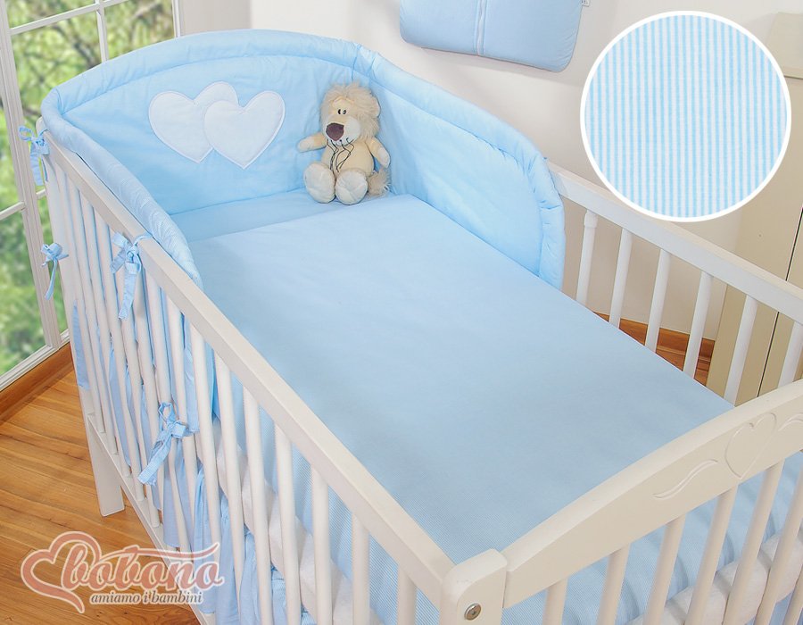 Patalynės komplektas, 3 dalių, 135x100 - Kabančios širdelės, mėlyni dryžiai