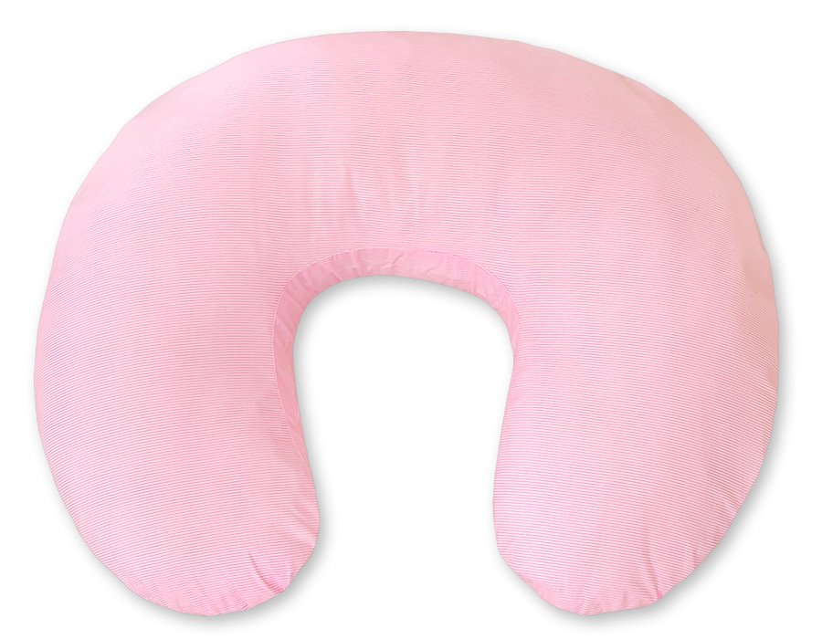 Maitinimo pagalvė „Croissant“, nuimamas užvalkalas, rankoms laisvoms maitinti – rožinės juostelės - Image 4