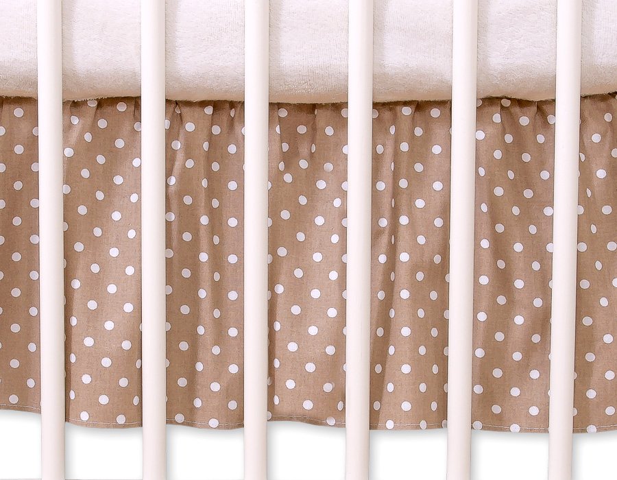 Maskuojanti klostė 140x70cm – kolekcija „Kabančios širdelės“, balti taškeliai rudame fone