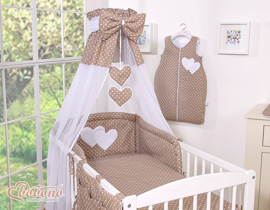 Baldakimas iš šifono – „Hanging Hearts“, balti taškeliai rudame fone - Image 3