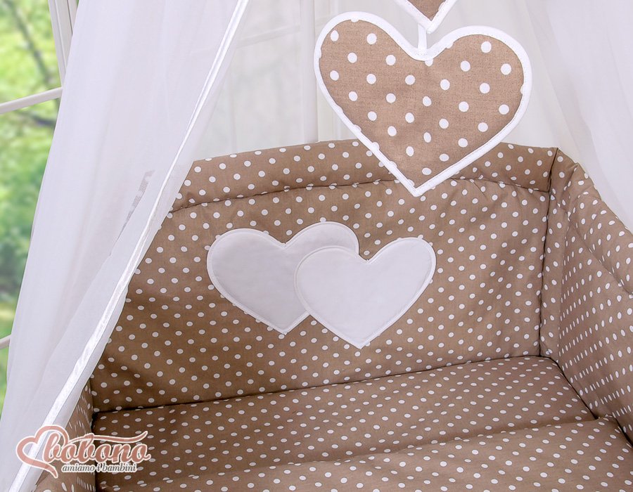 Baldakimas iš šifono – „Hanging Hearts“, balti taškeliai rudame fone - Image 4