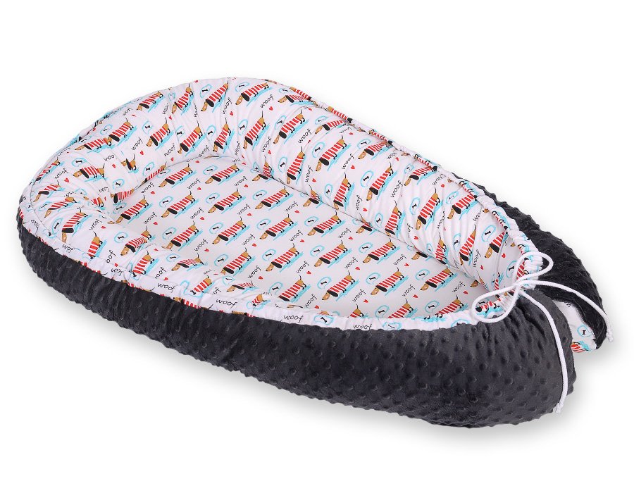 Kūdikio lizdas dvipusis Premium Cocoon naujagimiams BOBONO minky - šuniukai - Image 3