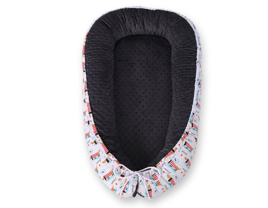 Kūdikio lizdas dvipusis Premium Cocoon naujagimiams BOBONO minky - šuniukai - Image 4