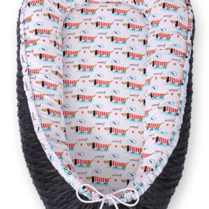 Kūdikio lizdas dvipusis Premium Cocoon naujagimiams BOBONO minky - šuniukai