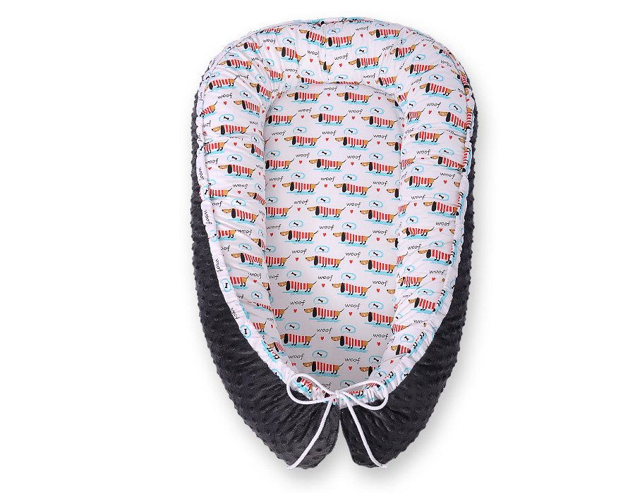 Kūdikio lizdas dvipusis Premium Cocoon naujagimiams BOBONO minky - šuniukai - Image 5
