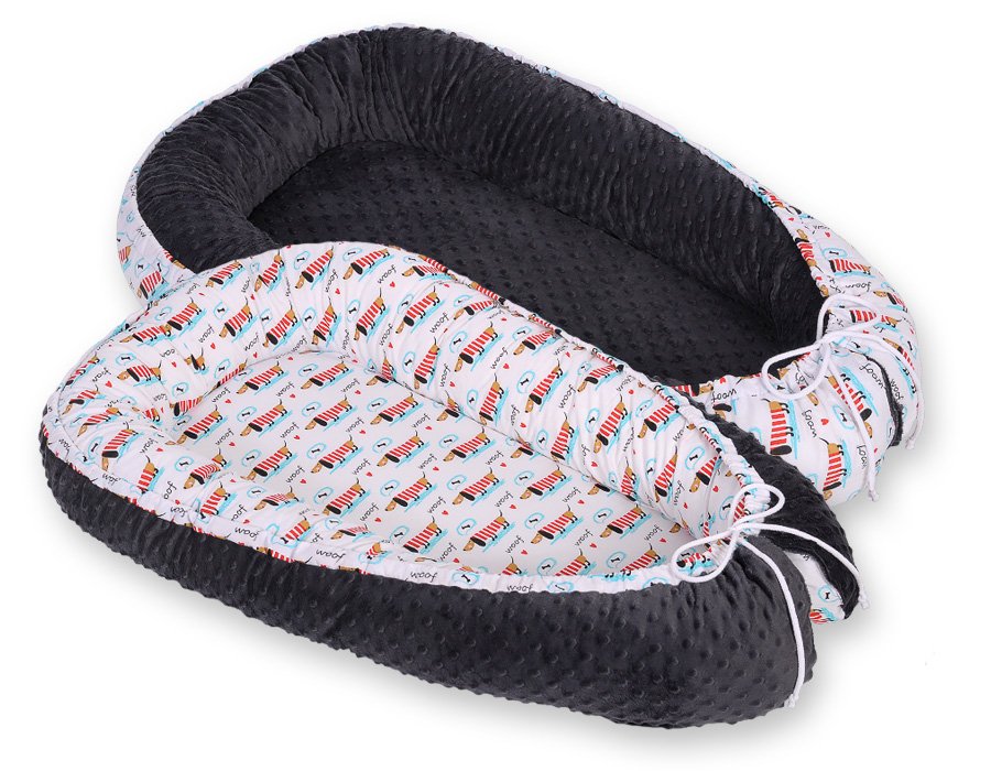 Kūdikio lizdas dvipusis Premium Cocoon naujagimiams BOBONO minky - šuniukai - Image 6