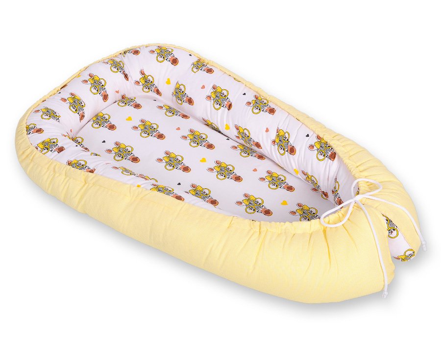 Kūdikio lizdas dvipusis Premium Cocoon naujagimiams BOBONO - geltoni zebrai - Image 3