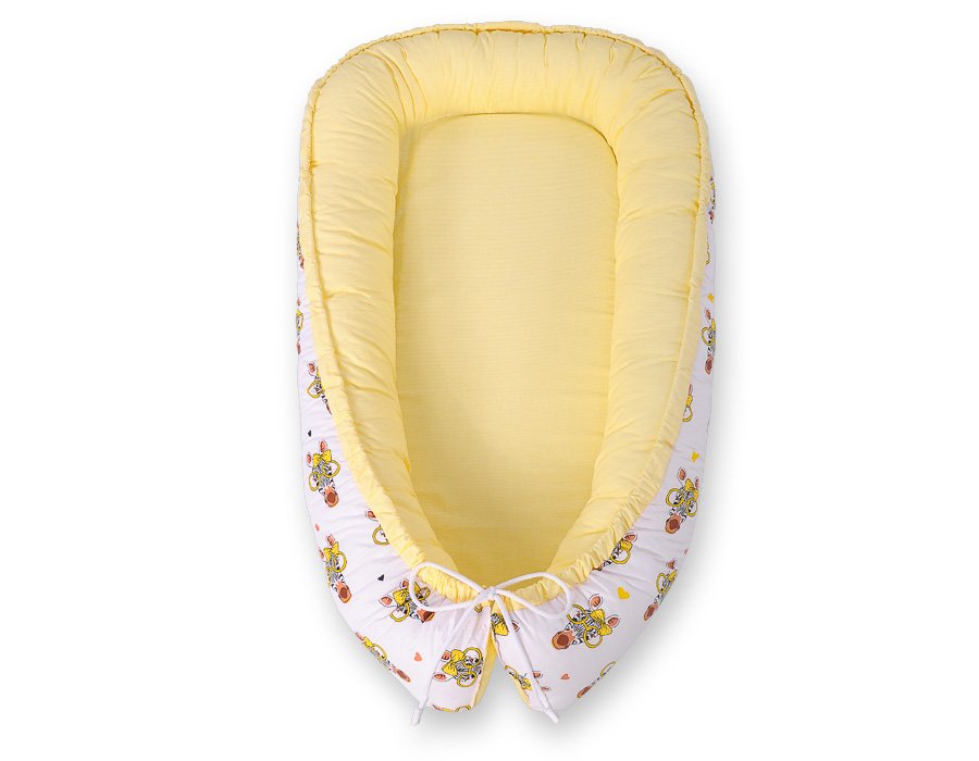 Kūdikio lizdas dvipusis Premium Cocoon naujagimiams BOBONO - geltoni zebrai - Image 4