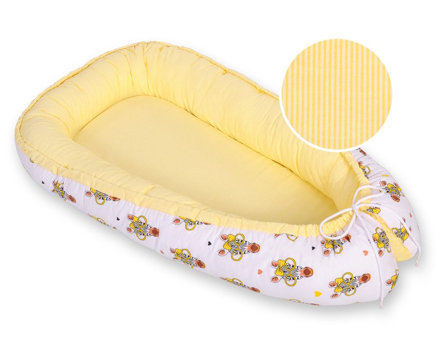 Kūdikio lizdas dvipusis Premium Cocoon naujagimiams BOBONO - geltoni zebrai - Image 5