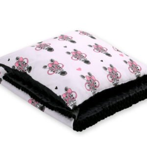 Set: Double-sided blanket minky + pillow- pink zebras