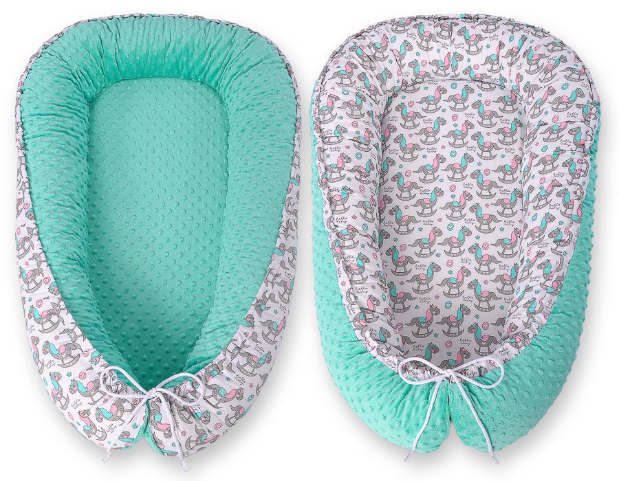 Kūdikio lizdas dvipusis Premium Cocoon naujagimiams BOBONO minky - sūpuojami arkliukai - Image 2