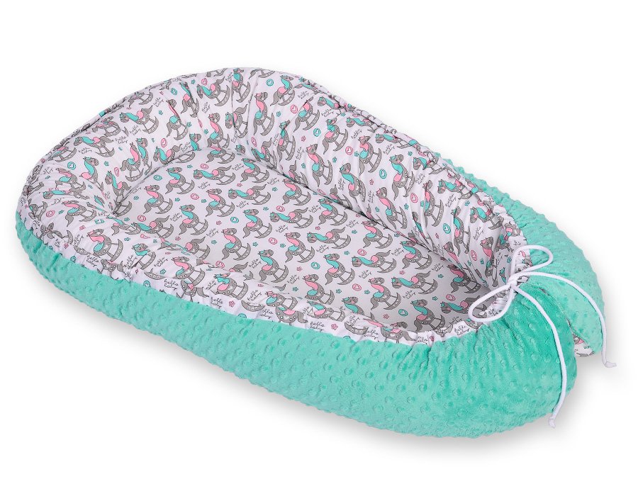 Kūdikio lizdas dvipusis Premium Cocoon naujagimiams BOBONO minky - sūpuojami arkliukai - Image 3