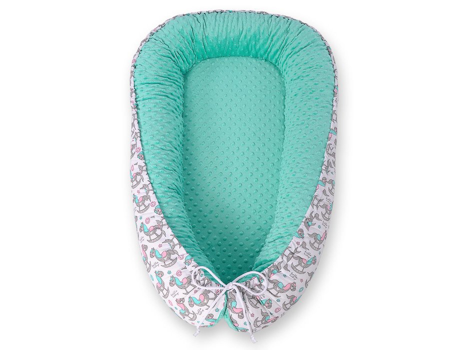 Kūdikio lizdas dvipusis Premium Cocoon naujagimiams BOBONO minky - sūpuojami arkliukai - Image 4