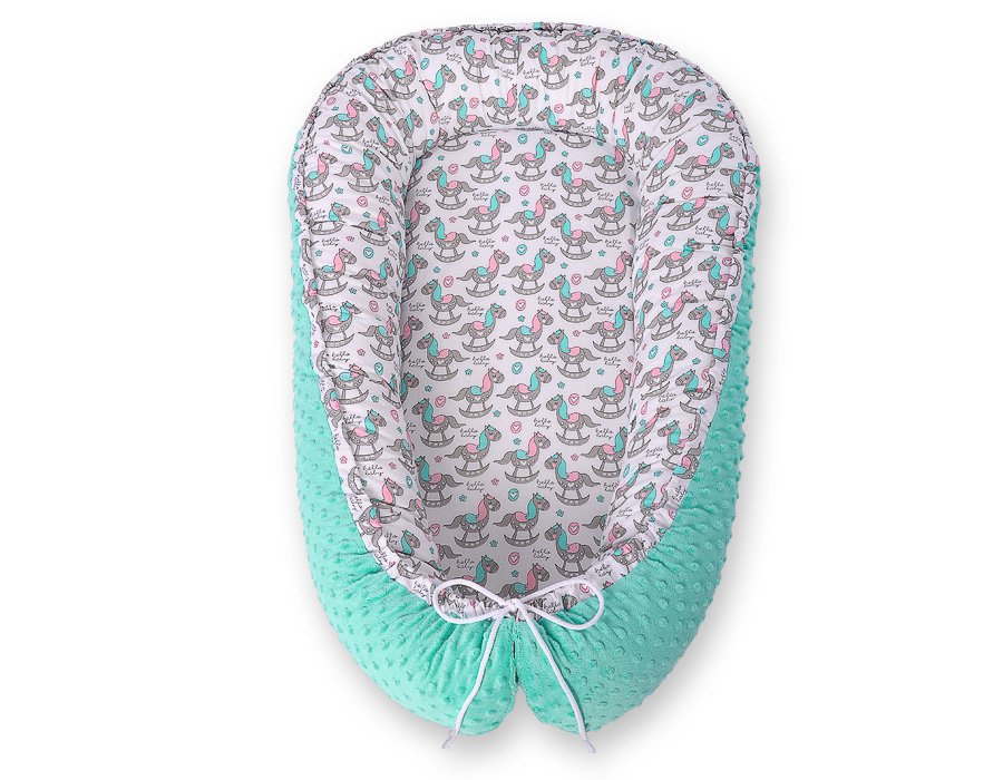 Kūdikio lizdas dvipusis Premium Cocoon naujagimiams BOBONO minky - sūpuojami arkliukai - Image 5