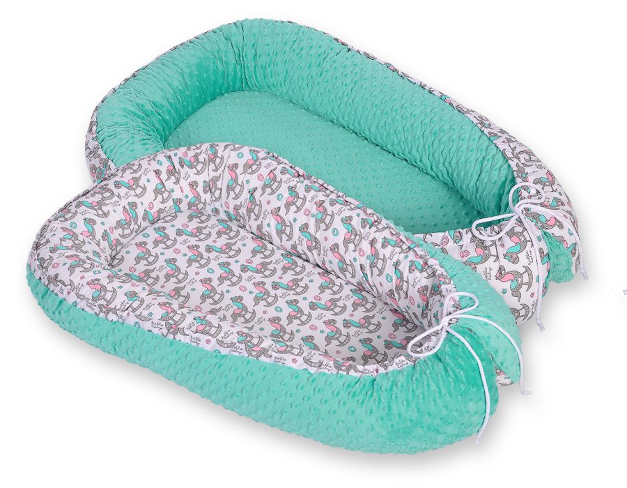 Kūdikio lizdas dvipusis Premium Cocoon naujagimiams BOBONO minky - sūpuojami arkliukai - Image 6