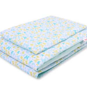 Baby cotton bedding set 2-pcs 140x200 Junior - blue butterflies