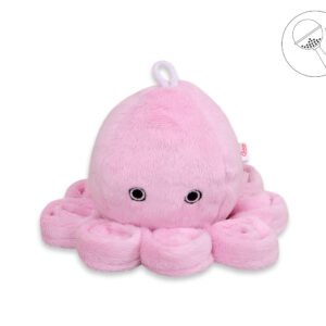Meilus aštuonkojis su barškučiu - rožinis - lygus minky audinys
