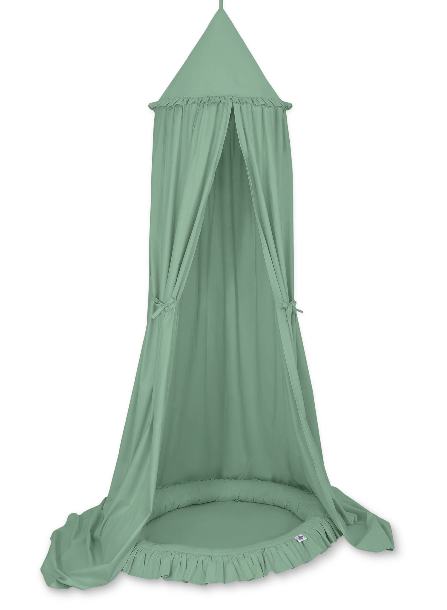 Set: Hanging baldachin for children's room cotton + nest with flounce - pastel green
