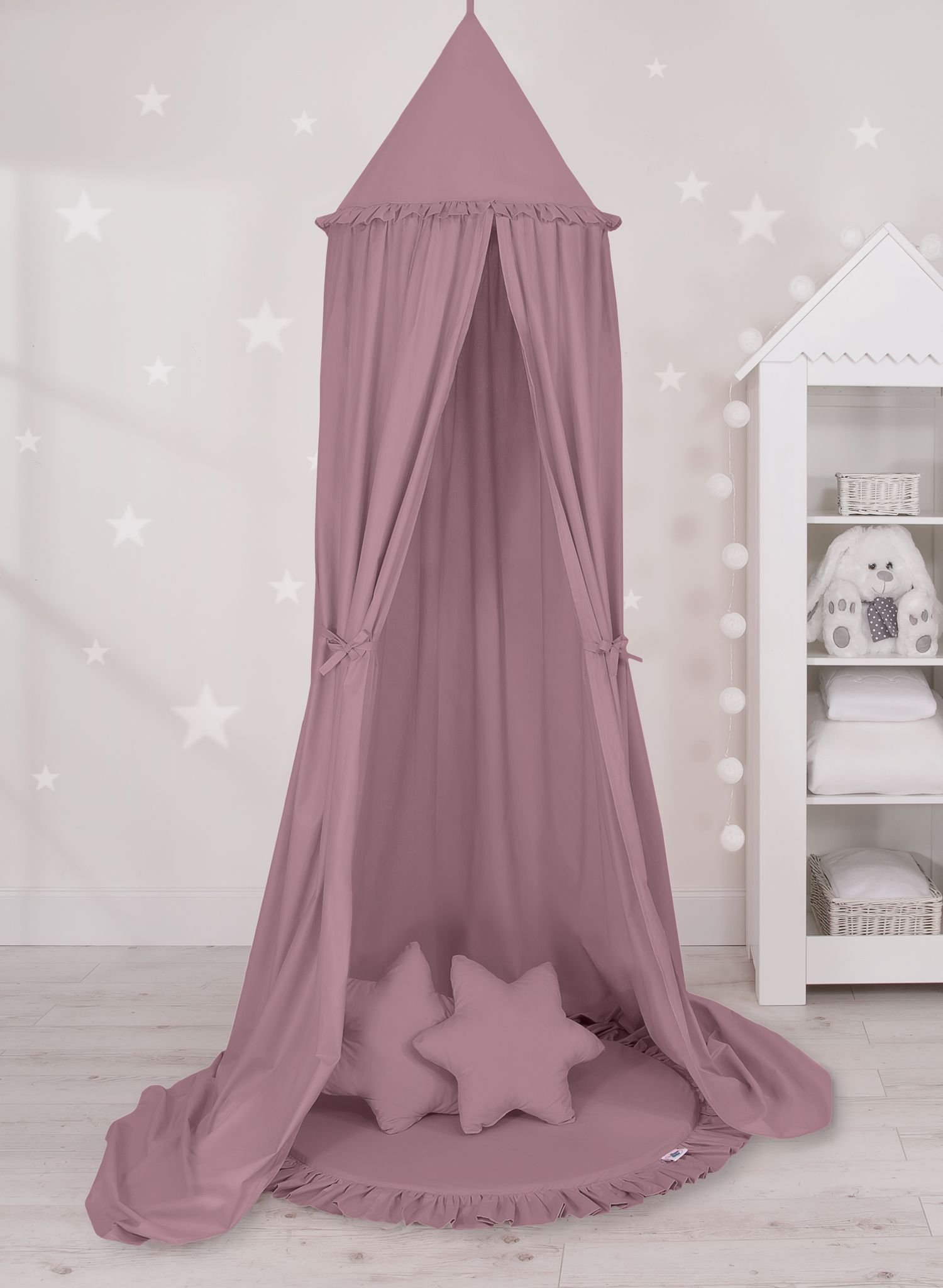 Kabantis medvilninis baldakimas vaikų kambariui – pastelinė violetinė - Image 7