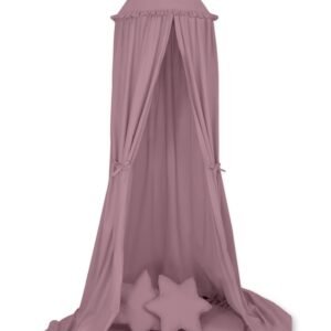 Set: Hanging baldachin for children's room cotton + Floor play mat + pillows - pastel violet