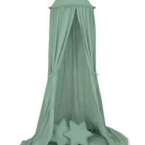 Set: Hanging baldachin for children's room cotton + Floor play mat + pillows - pastel green