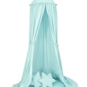 Set: Hanging baldachin for children's room cotton + Floor play mat + pillows- mint