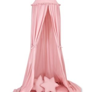 Set: Hanging baldachin for children's room cotton + Floor play mat + pillows - pastel pink