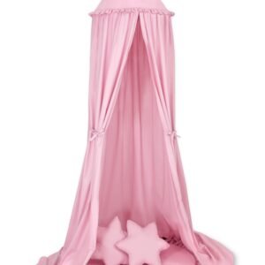Set: Hanging baldachin for children's room cotton + Floor play mat + pillows - pink