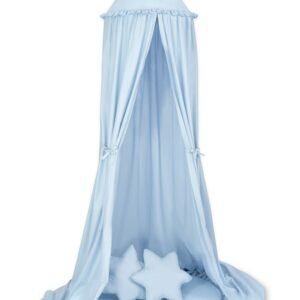 Set: Hanging baldachin for children's room cotton + Floor play mat + pillows - blue