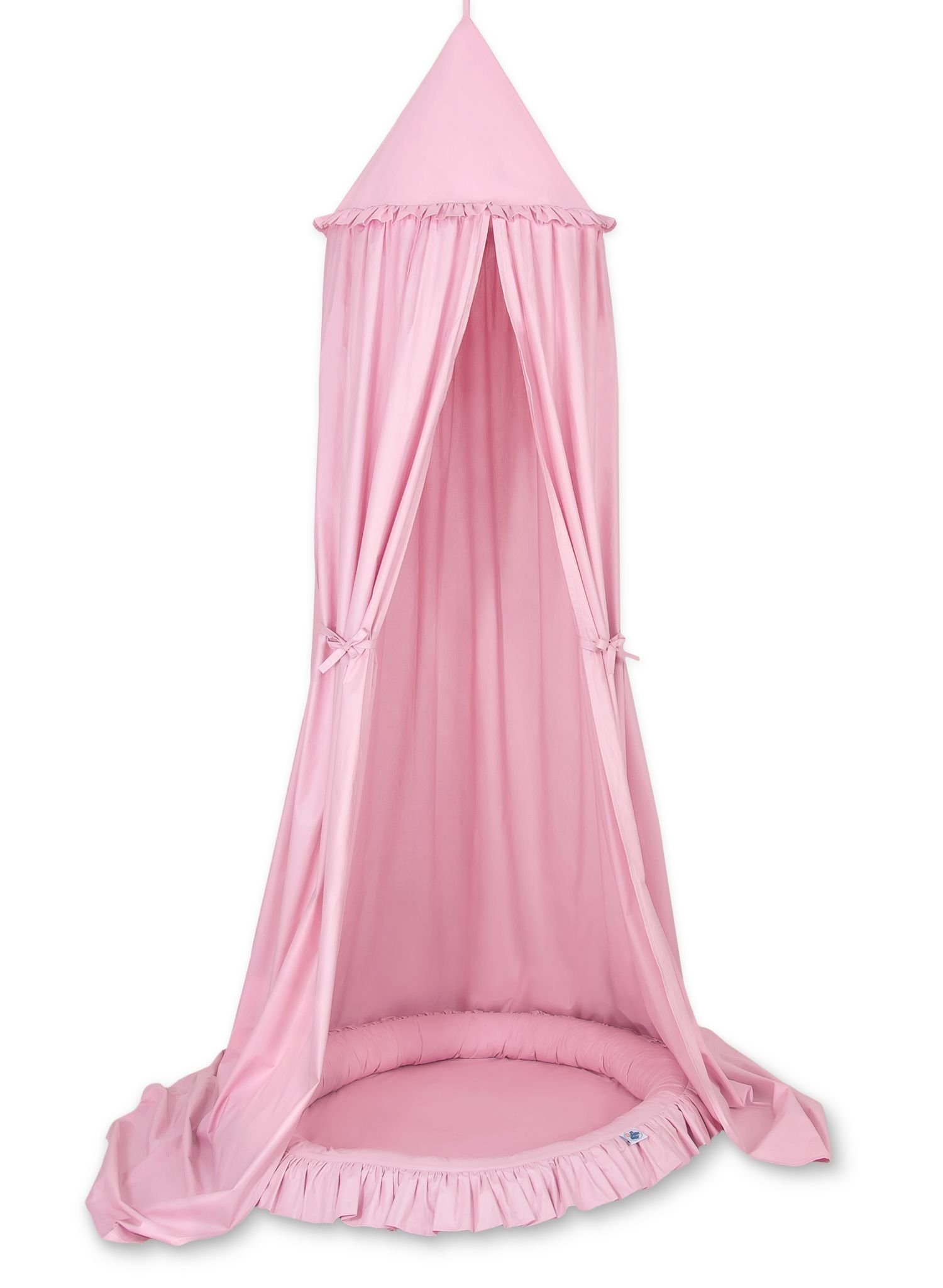 Set: Hanging baldachin for children's room cotton + nest with flounce - pink