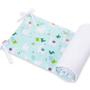 Universal double-sided bumper for cot - lama mint/white