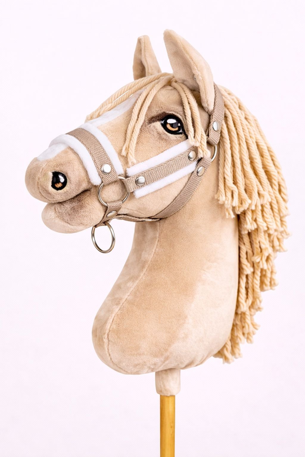Reguliuojamas apynasris Hobby Horse žirgeliui A3 - smėlio spalvos su baltu pūkeliu