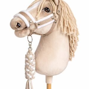 Rinkinys Hobby Horse: apynasris A3 su baltu kailiuku + pavadėlis iš virvės - balta-bėžinė