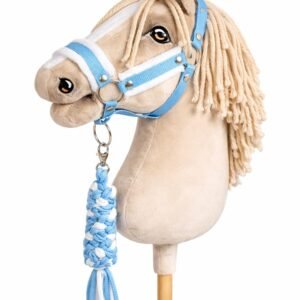 Rinkinys Hobby Horse: apynasris A3 su baltu kailiuku + pavadėlis iš virvės - balta-šviesiai mėlyna