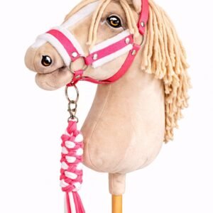 Rinkinys Hobby Horse: apynasris A3 su baltu kailiuku + pavadėlis iš virvės - balta-tamsiai rožinė