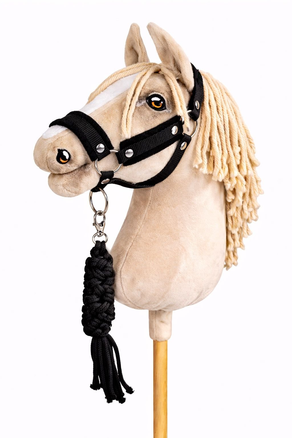 Rinkinys Hobby Horse: apynasris A3 su juodu kailiuku + pavadėlis iš virvės - juoda-juoda