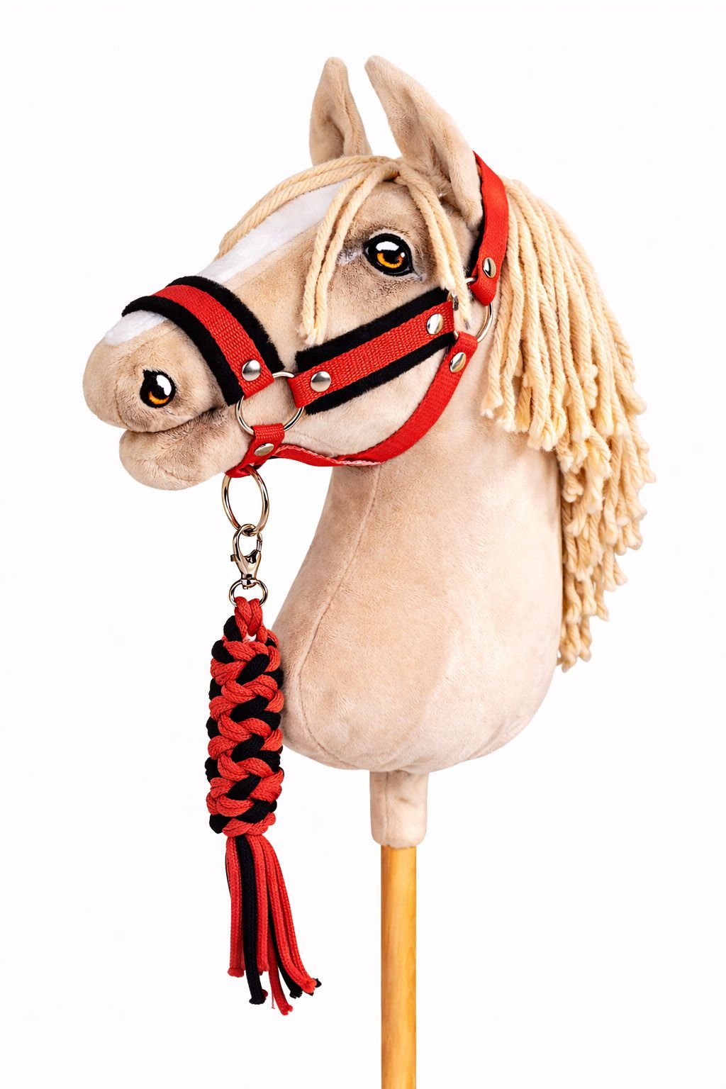 Rinkinys Hobby Horse: apynasris A3 su juodu kailiuku + pavadėlis iš virvės - juoda-raudona