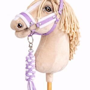 Rinkinys Hobby Horse: apynasris A3 su baltu kailiuku + pavadėlis iš virvės - balta-violetinė