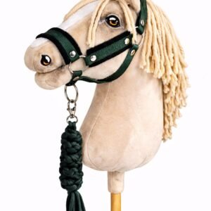 Rinkinys Hobby Horse: apynasris A3 su juodu kailiuku + pavadėlis iš virvės - juoda-tamsiai žalia