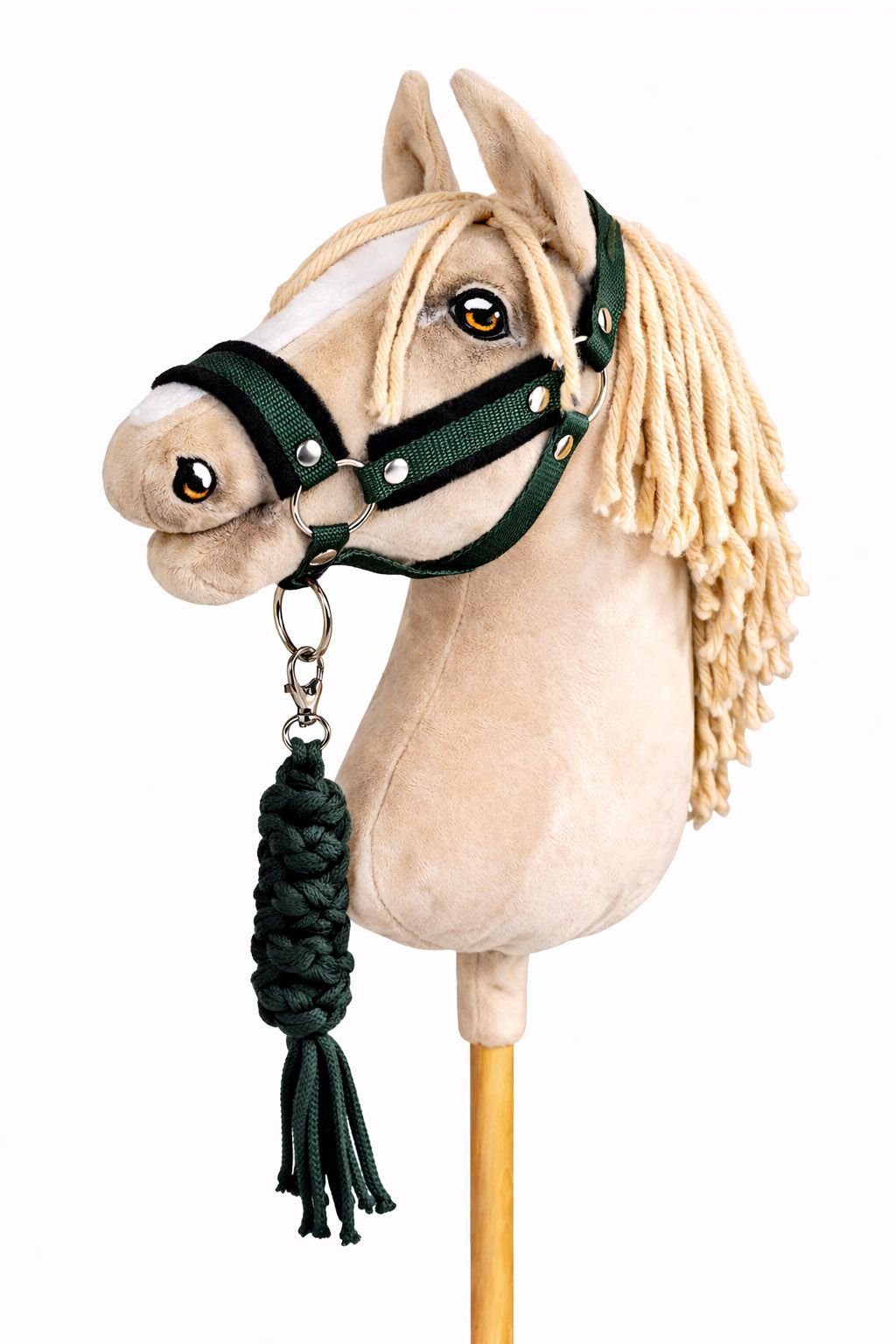 Rinkinys Hobby Horse: apynasris A3 su juodu kailiuku + pavadėlis iš virvės - juoda-tamsiai žalia