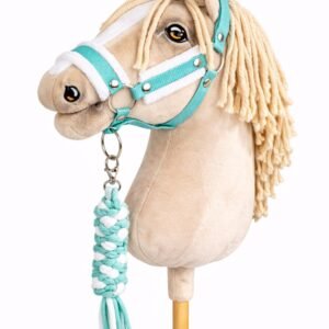 Rinkinys Hobby Horse: apynasris A3 su baltu kailiuku + pavadėlis iš virvės - balta-mėtinė