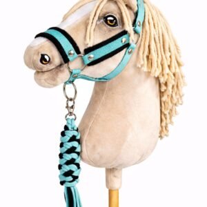 Rinkinys Hobby Horse: apynasris A3 su juodu kailiuku + pavadėlis iš virvės - juoda-mėtinė