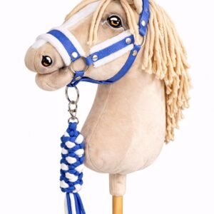 Rinkinys Hobby Horse: apynasris A3 su baltu kailiuku + pavadėlis iš virvės - balta-mėlyna