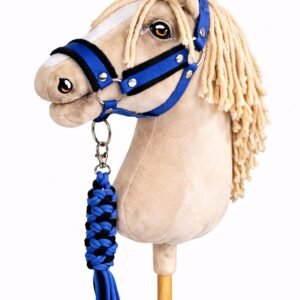Rinkinys Hobby Horse: apynasris A3 su juodu kailiuku + pavadėlis iš virvės - juoda-mėlyna