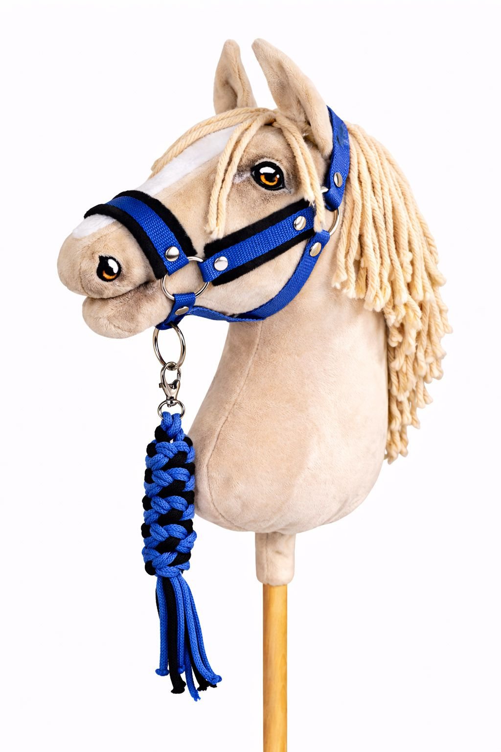 Rinkinys Hobby Horse: apynasris A3 su juodu kailiuku + pavadėlis iš virvės - juoda-mėlyna