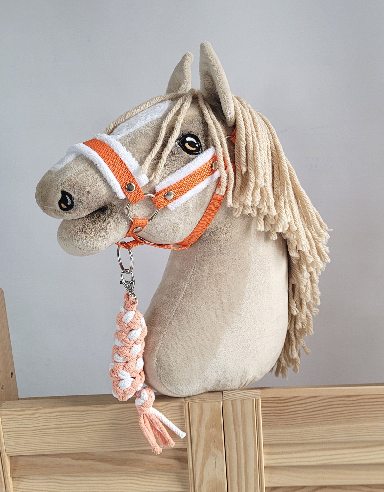 Pavadėlis Hobby Horse žirgeliui iš dvigubai vytos virvutės - balta-oranžinė - Image 2