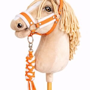 Rinkinys Hobby Horse: apynasris A3 su baltu kailiuku + pavadėlis iš virvės - balta-oranžinė