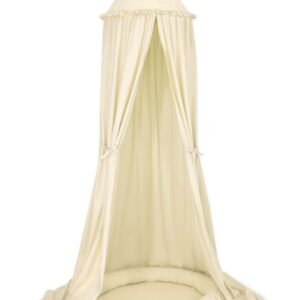 Set: Hanging baldachin for children's room cotton + nest with flounce - cream