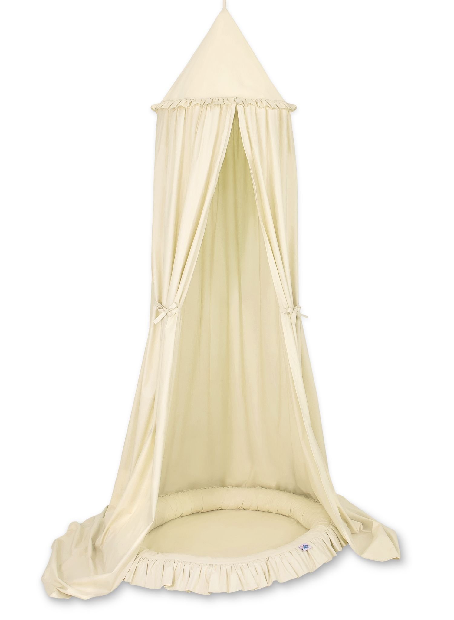 Set: Hanging baldachin for children's room cotton + nest with flounce - cream