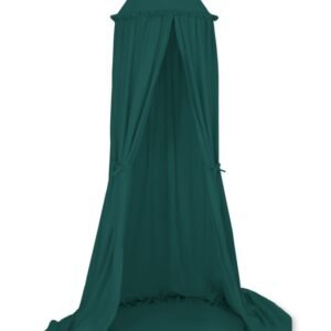 Set: Hanging baldachin for children's room cotton + Floor play mat- bottle green